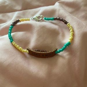 Grace & Mercy Hand Beaded Bracelet Brown Turquoise